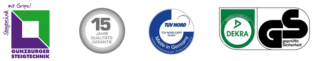 Günzburger Steigtechnik Aluminium Stufenstehleiter einseitig logo