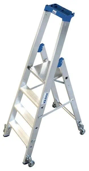 Krause Stabilo Stufen-Stehleiter – fahrbar