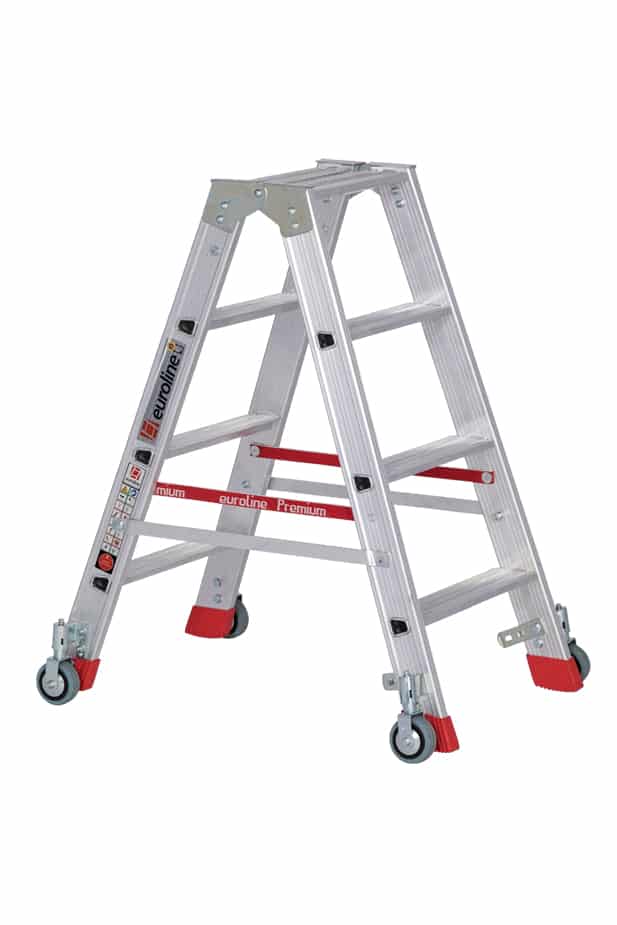 Euroline Stufenleiter mit Rollen 2 x 4