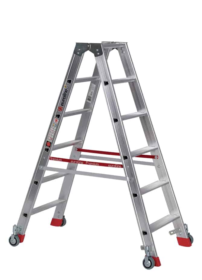 Euroline Stufenleiter mit Rollen 2 x 6