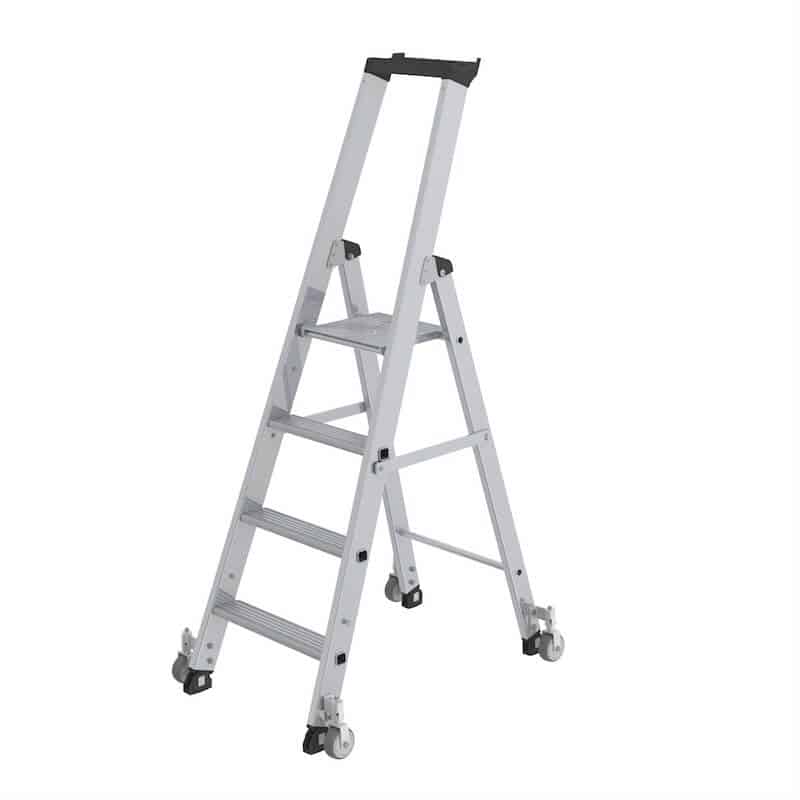 Alu-Stehleiter mit Rollen 1×12