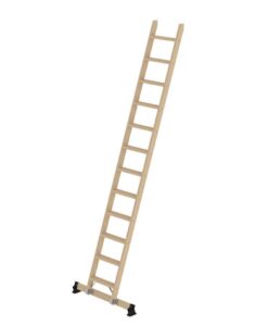 Günzburger Steigtechnik Stufen-Anlegeleiter Holz mit nivello®-Traverse 12 Stufen | LeiterMax