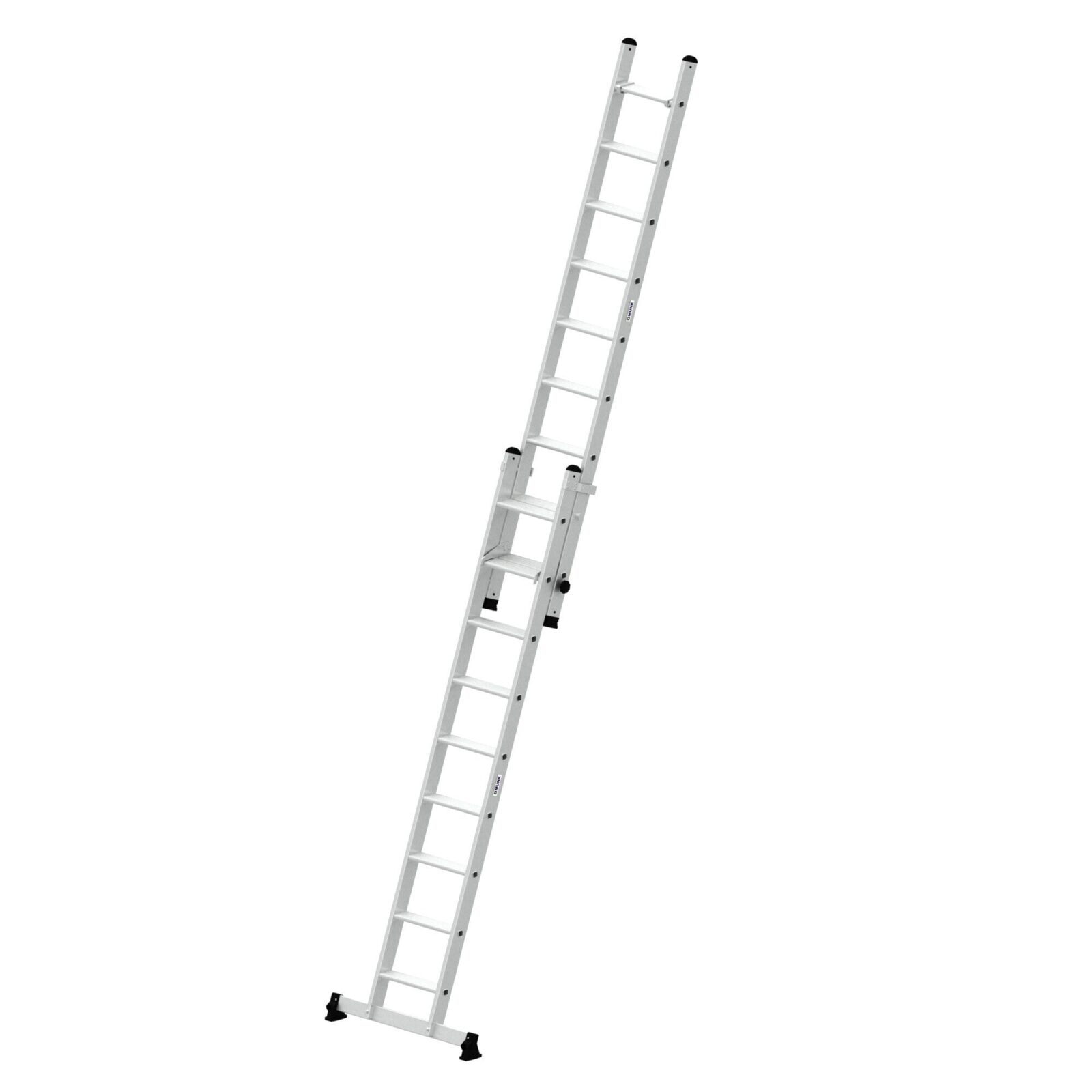 Günzburger Steigtechnik Stufen-Schiebeleiter 2-teilig mit nivello®-Traverse 2×9 Stufen | LeiterMax