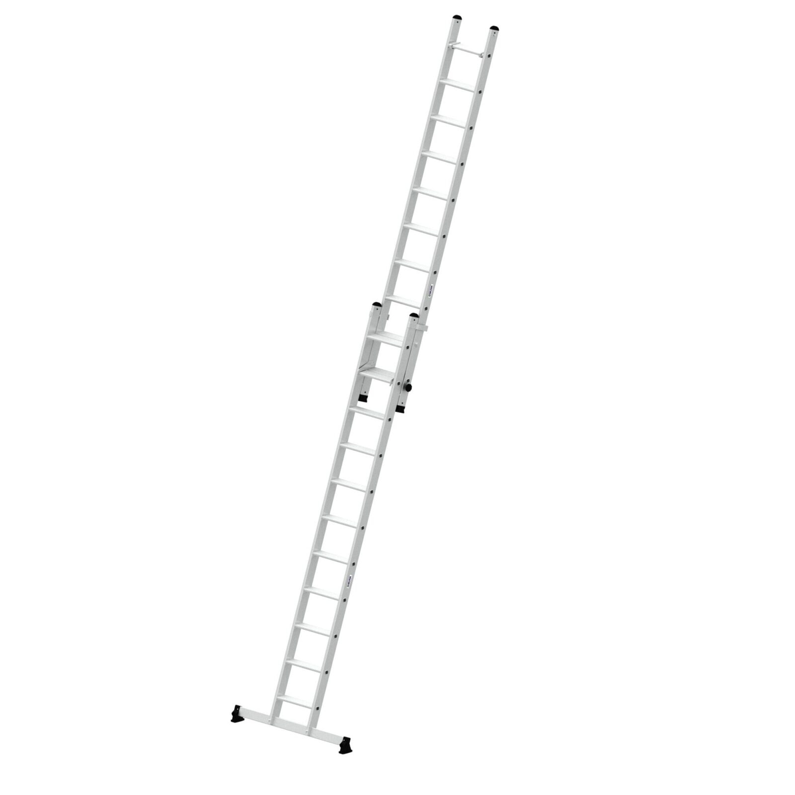 Günzburger Steigtechnik Stufen-Schiebeleiter 2-teilig mit nivello®-Traverse 1×11 + 1×10 Stufen | LeiterMax