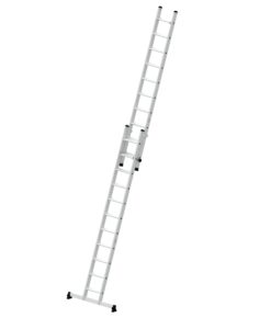 Günzburger Steigtechnik Stufen-Schiebeleiter 2-teilig mit nivello®-Traverse 1x11 + 1x10 Stufen | LeiterMax