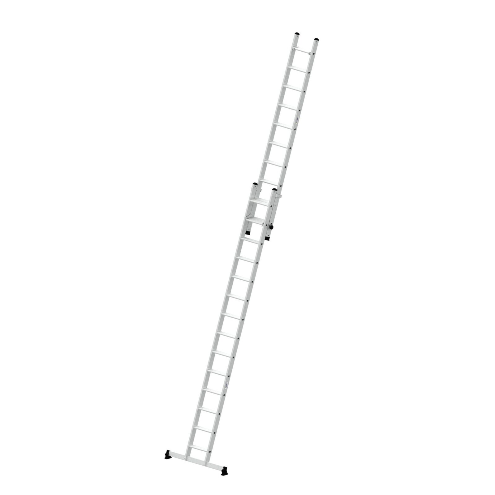 Günzburger Steigtechnik Stufen-Schiebeleiter 2-teilig mit nivello®-Traverse 1×14 + 1×10 Stufen | LeiterMax
