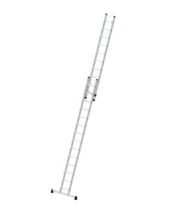 Günzburger Steigtechnik Stufen-Schiebeleiter 2-teilig mit nivello®-Traverse 1x14 + 1x10 Stufen | LeiterMax