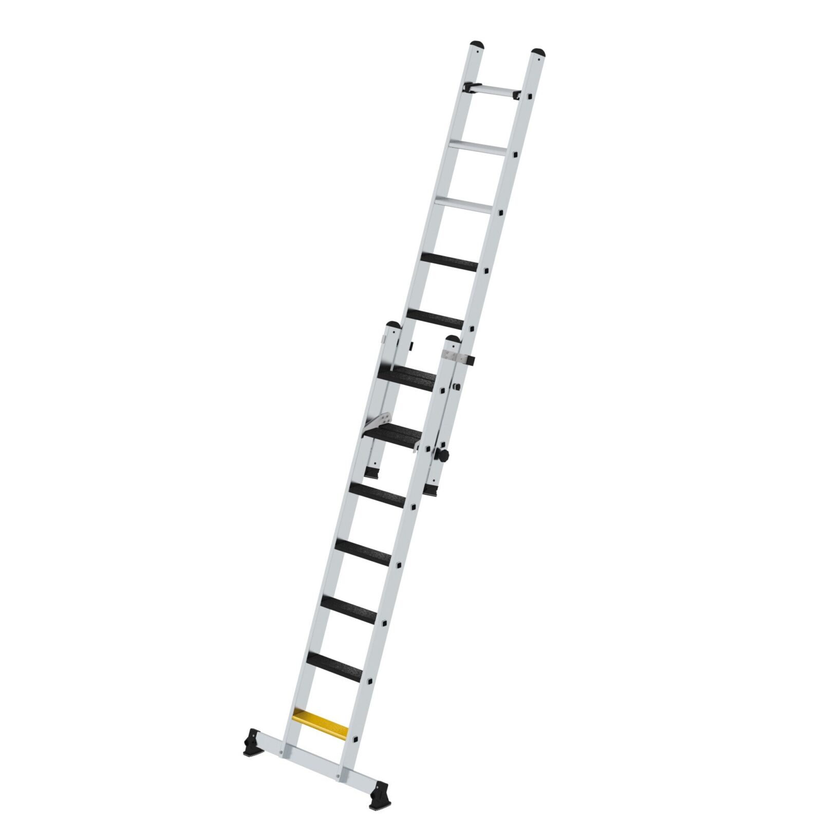 Günzburger Steigtechnik Stufen-Schiebeleiter 2-teilig mit nivello-Traverse und clip-step R13 2×7 | LeiterMax