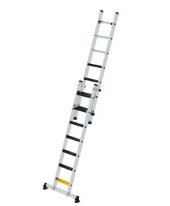 Günzburger Steigtechnik Stufen-Schiebeleiter 2-teilig mit nivello-Traverse und clip-step R13 2x7 | LeiterMax