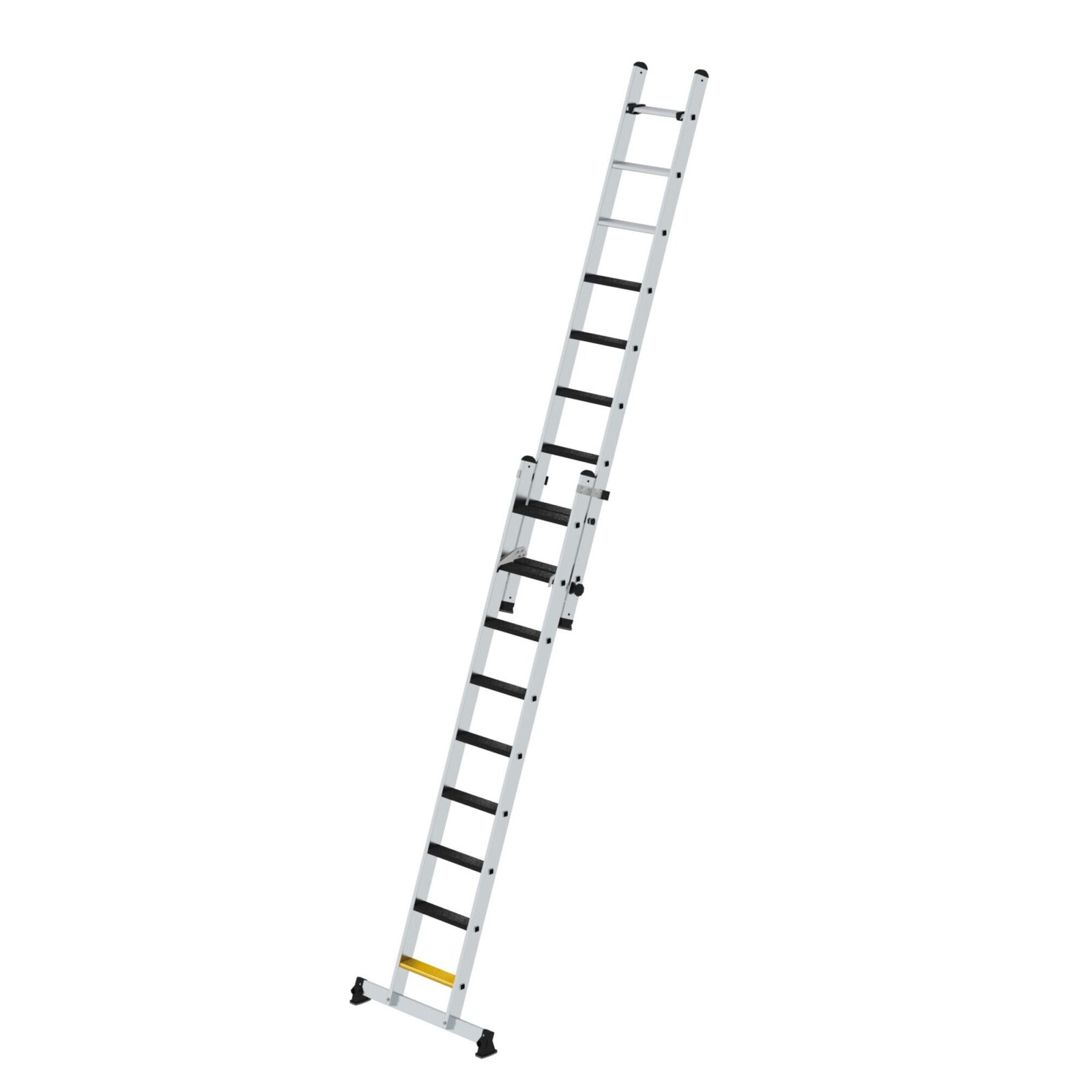 Günzburger Steigtechnik Stufen-Schiebeleiter 2-teilig mit nivello-Traverse und clip-step R13 2×9 | LeiterMax