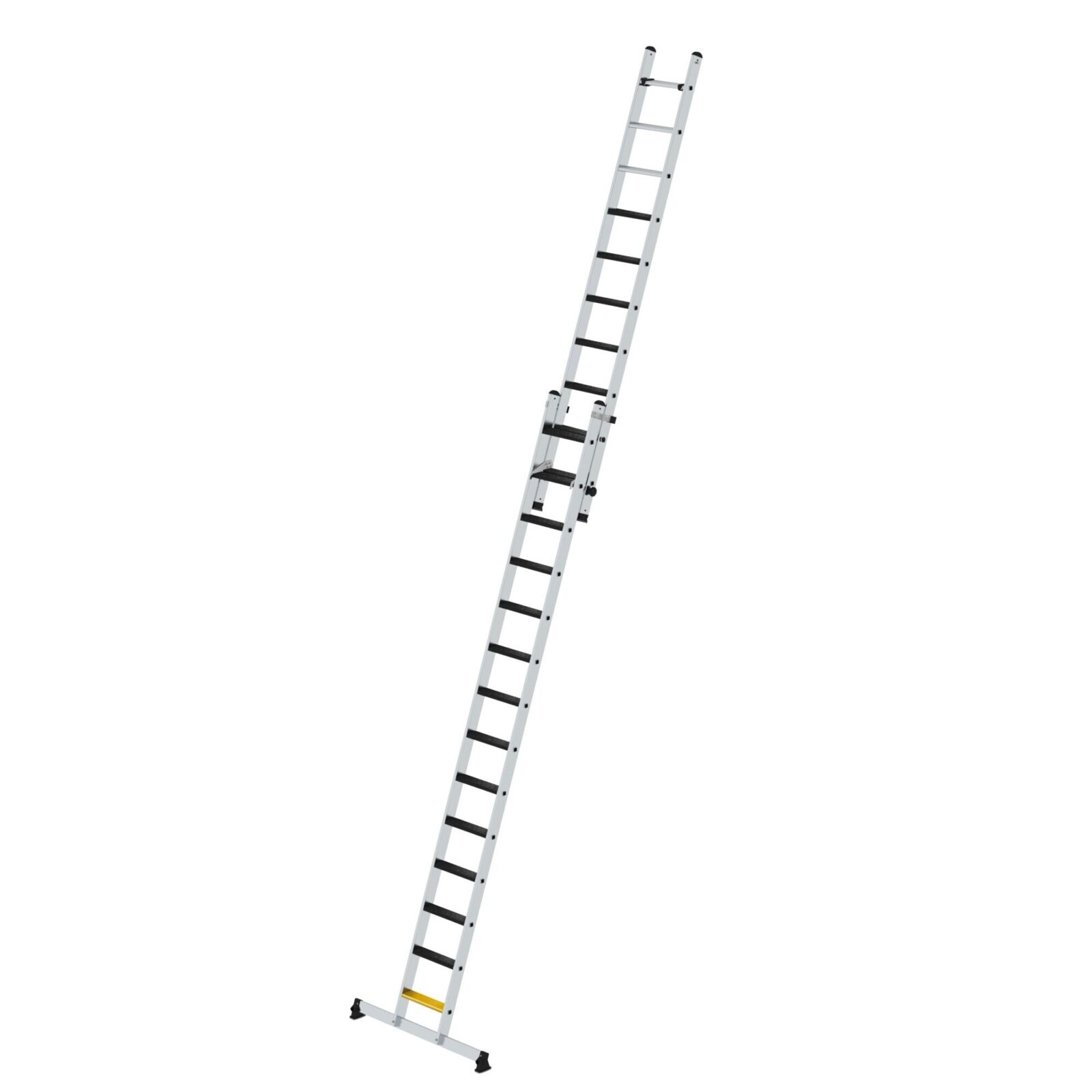 Günzburger Steigtechnik Stufen-Schiebeleiter 2-teilig mit nivello-Traverse und clip-step R13 1×14 + 1×10 | LeiterMax