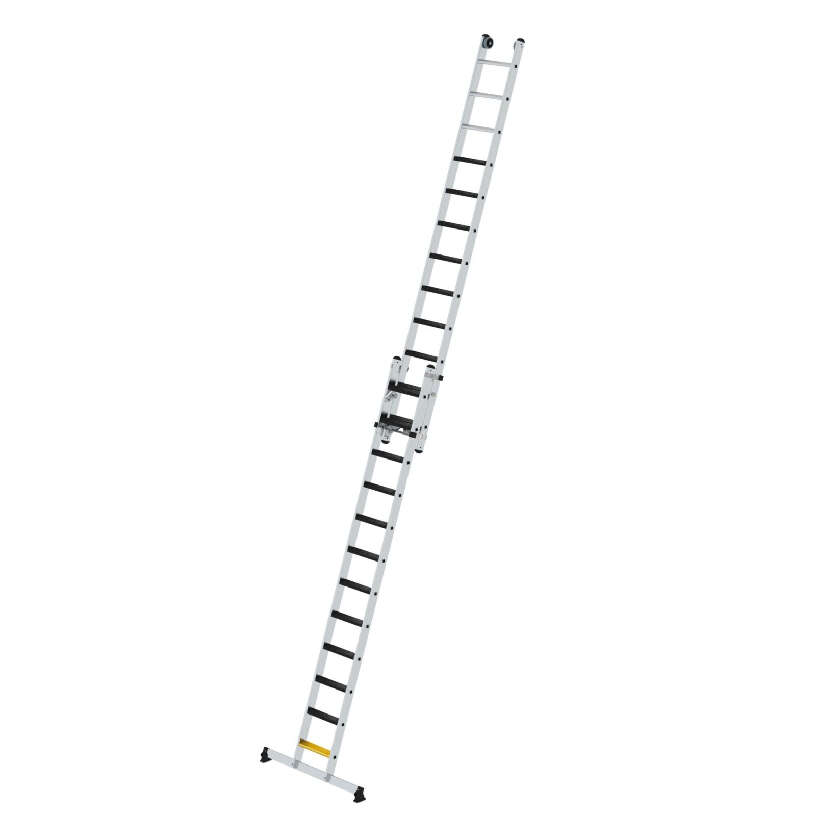 Günzburger Steigtechnik Stufen-Seilzugleiter 2-teilig mit nivello Traverse und clip-step R13 2×12 Stufen | LeiterMax
