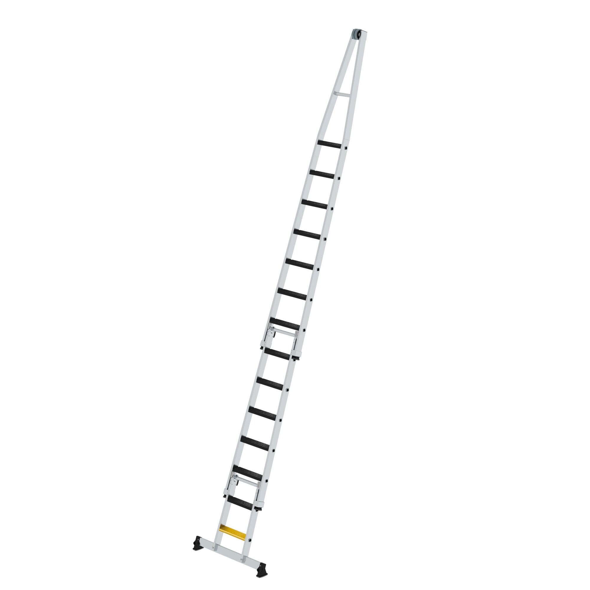 Günzburger Steigtechnik Stufen-Glasreinigerleiter-Satz mit nivello®-Traverse und clip-step R13 Kombi mit 2 Unterteilen | LeiterMax