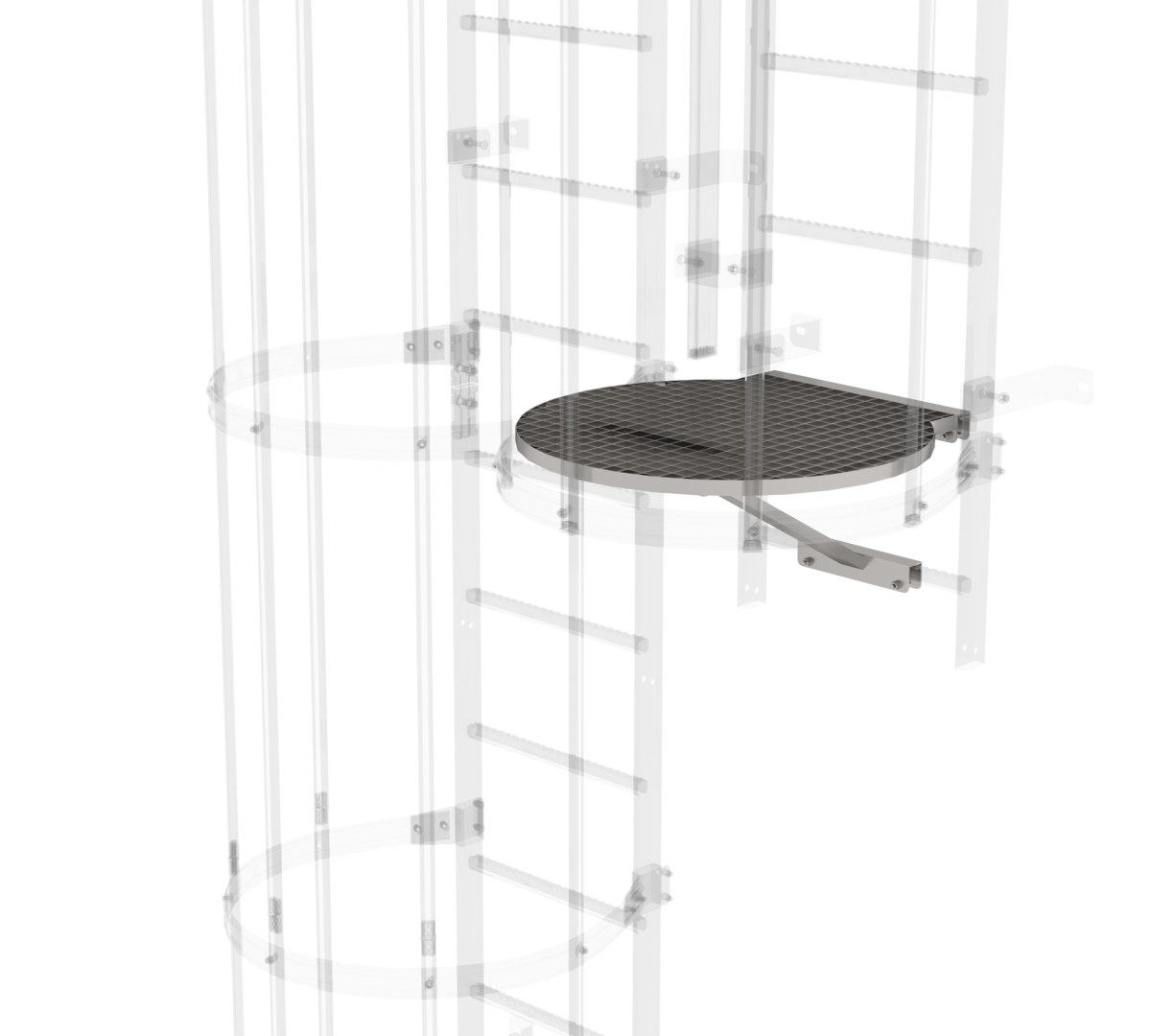 Günzburger Steigtechnik Umsteigeplattform zwischen Leiterzügen Ø 700 mm Edelstahl V2A | LeiterMax