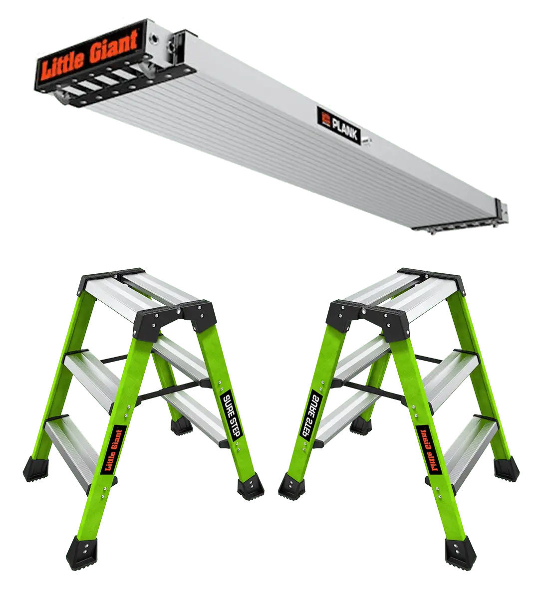 Little Giant – SureStep + Plank-Step – Stufenstehleiter Bundle
