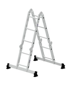 Vielzweckleiter 4-teilig mit nivello®-Traverse und Holzbelag