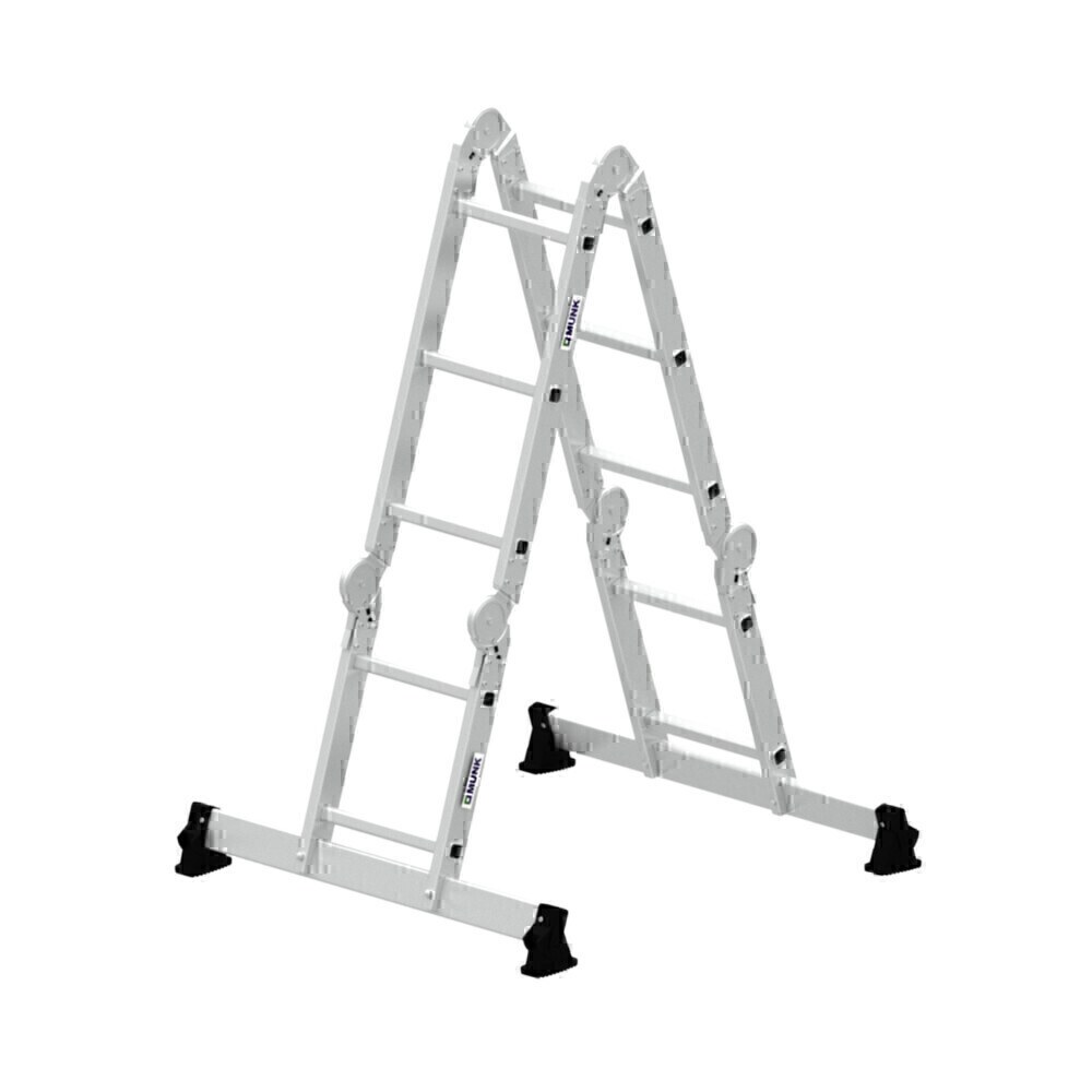 Vielzweckleiter 4-teilig mit nivello®-Traverse und Holzbelag