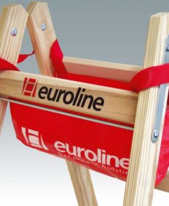 euroline Holz-Sprossenstehleiter mit Comfort-Breitsprosse und Eimerhaken